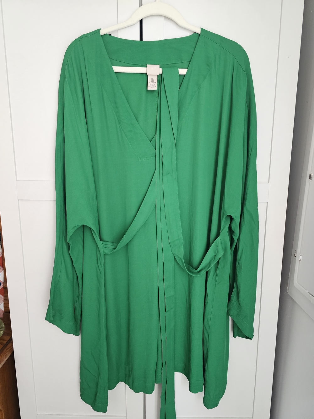 H&M Kelly Green Short Kaftan Dress with Waist Belt – Size L